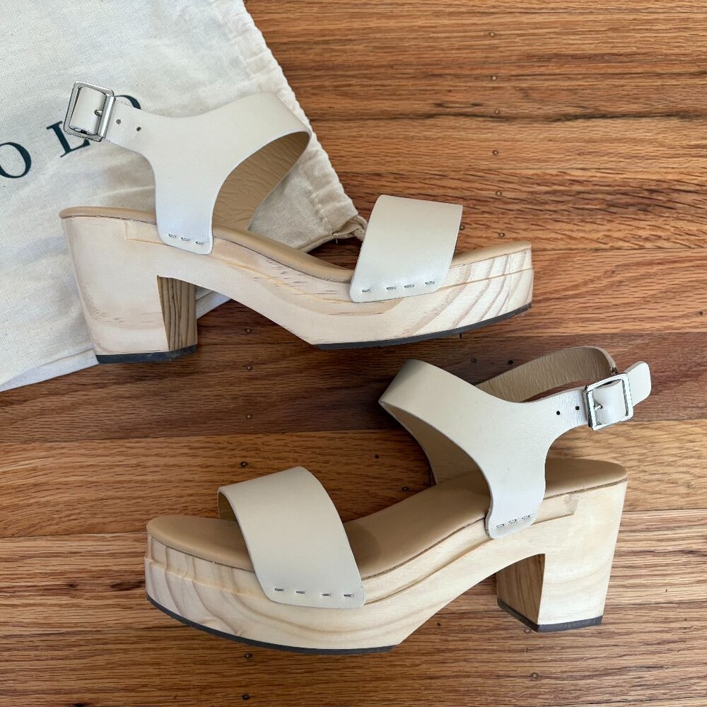 Nisolo All day open toe clog bone Sz 8.5